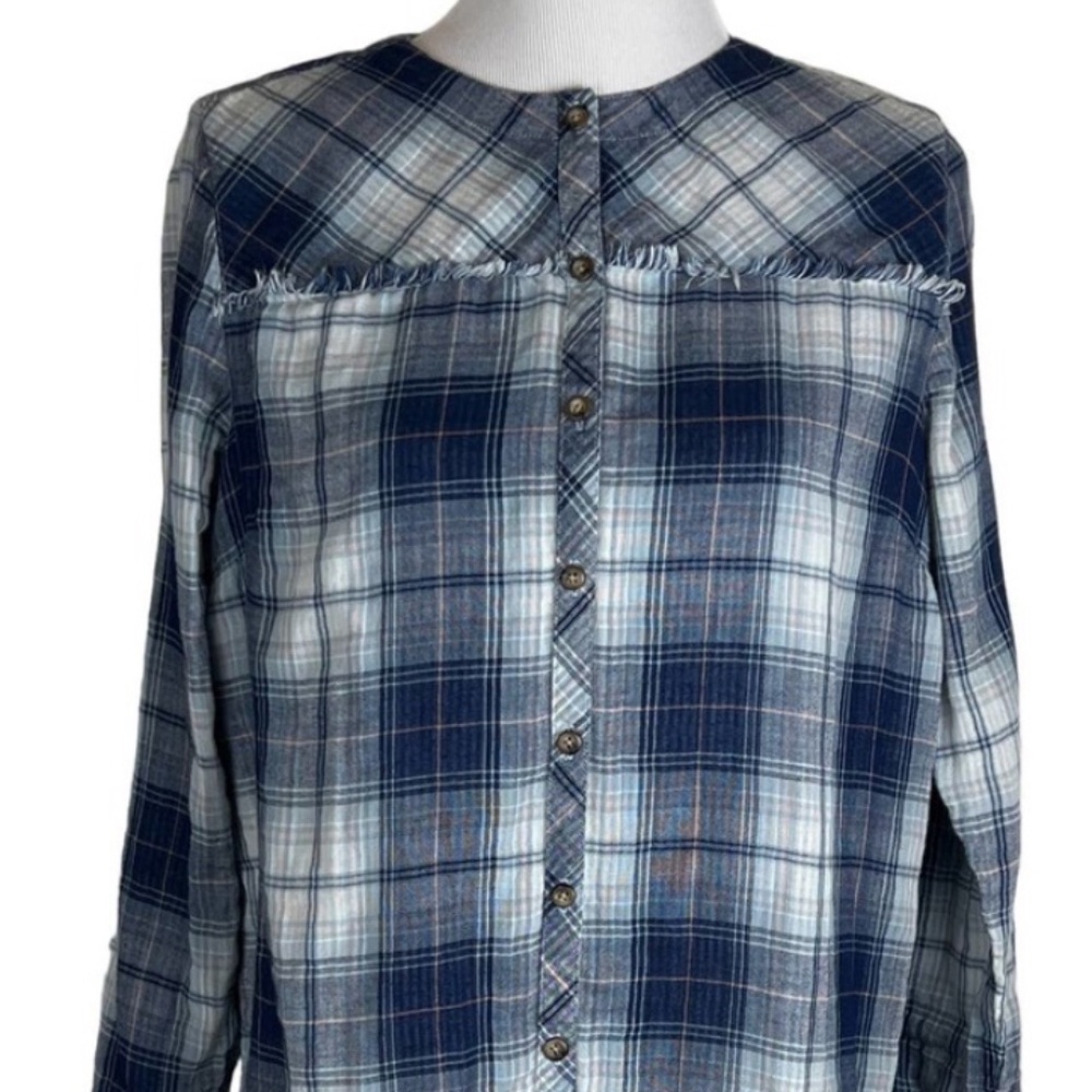 J. Jill Denim Plaid Tunic Shirt Size L